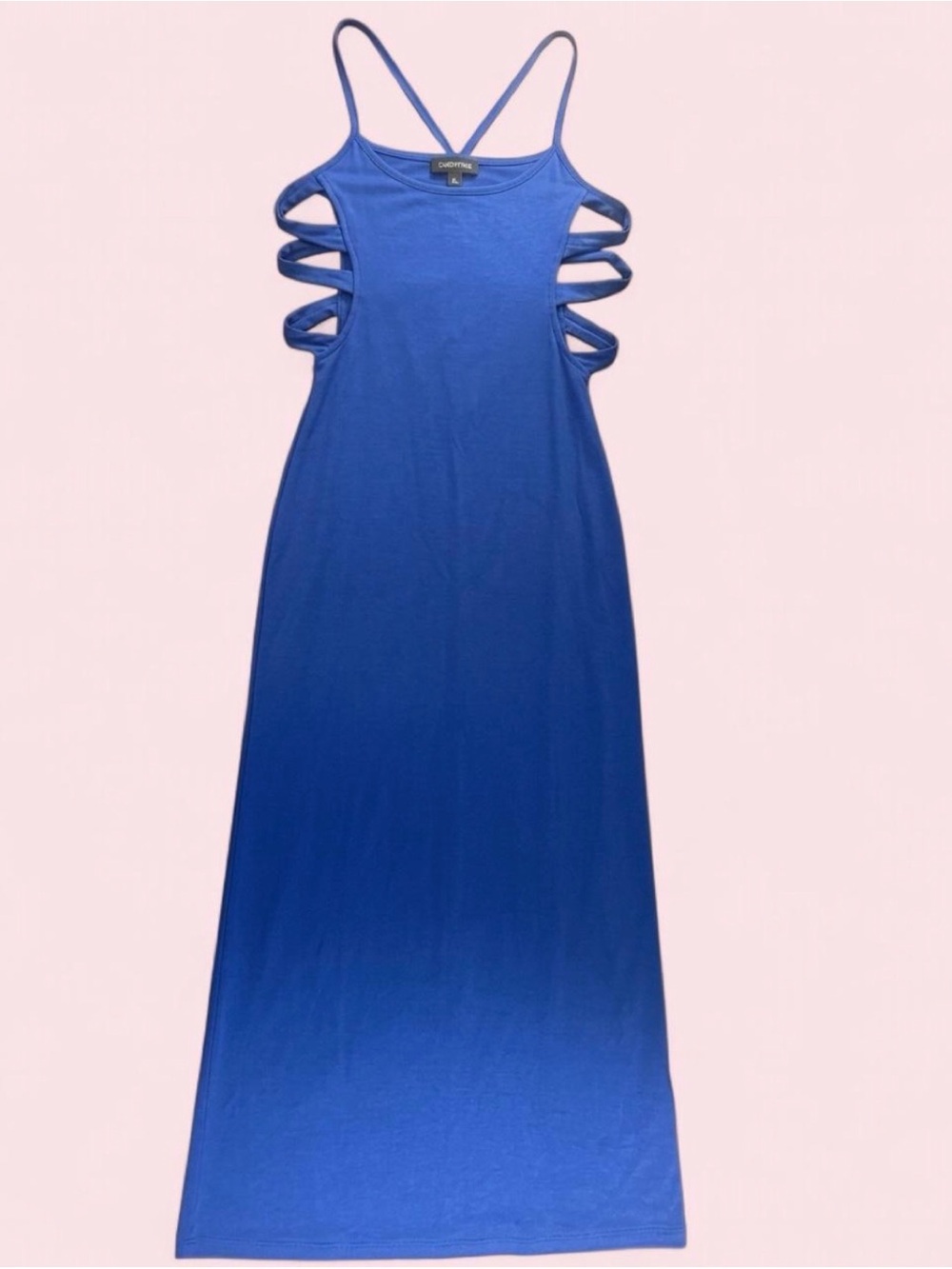 Blue maxi dress with side cut-out straps